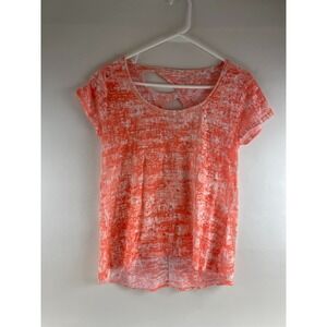 Calvin Klein Collection Shirt Women's Size Large Orange White Burnout Quick Dry